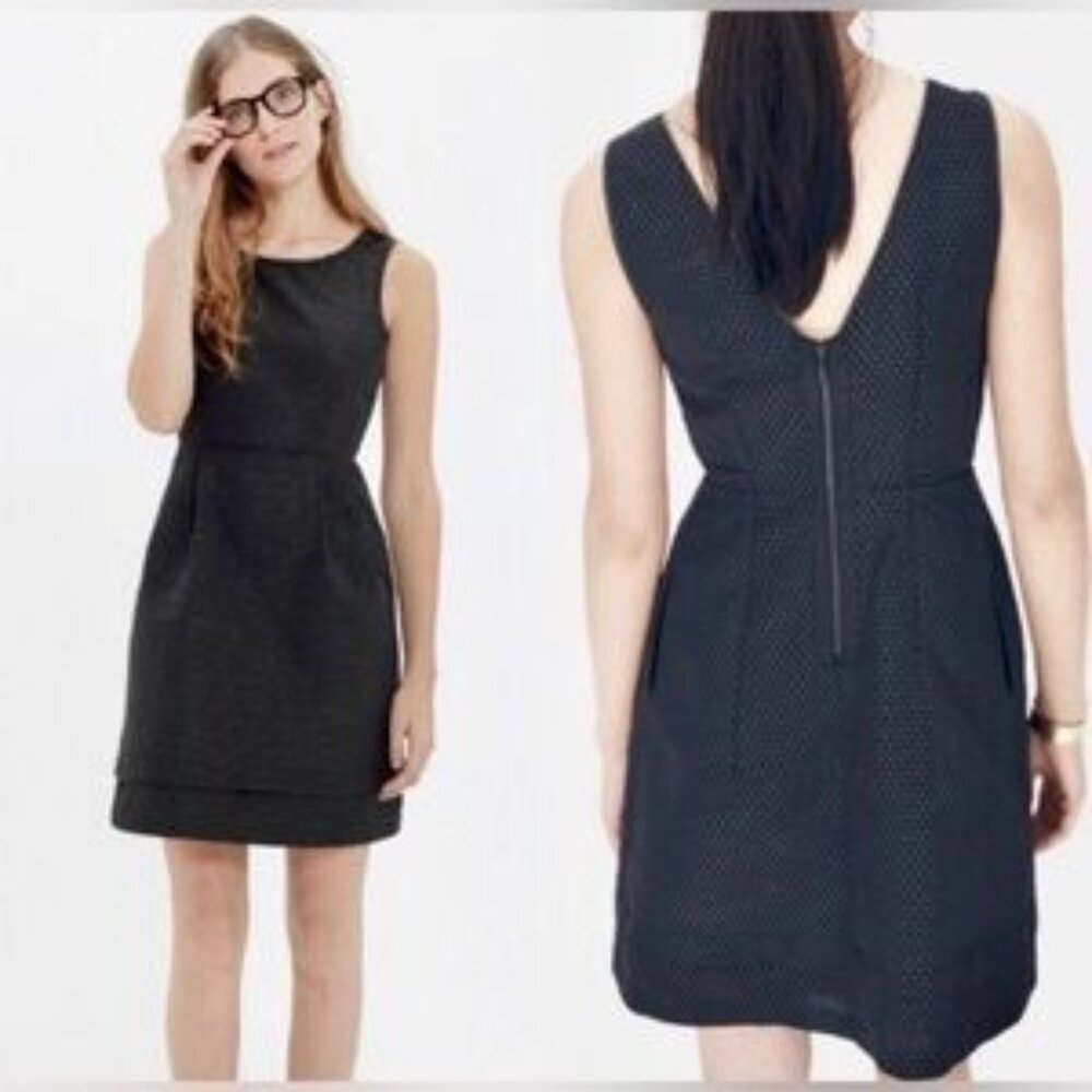Madewell Women's Size 10 Lowlight Polka Dot Black Shimmer Mini Dress EUC